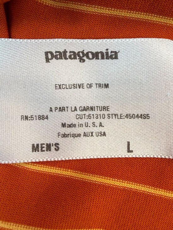 Patagonia Capilene Mens L Striped Technical Crewneck T-Shirt Orange Performance - Picture 6 of 10